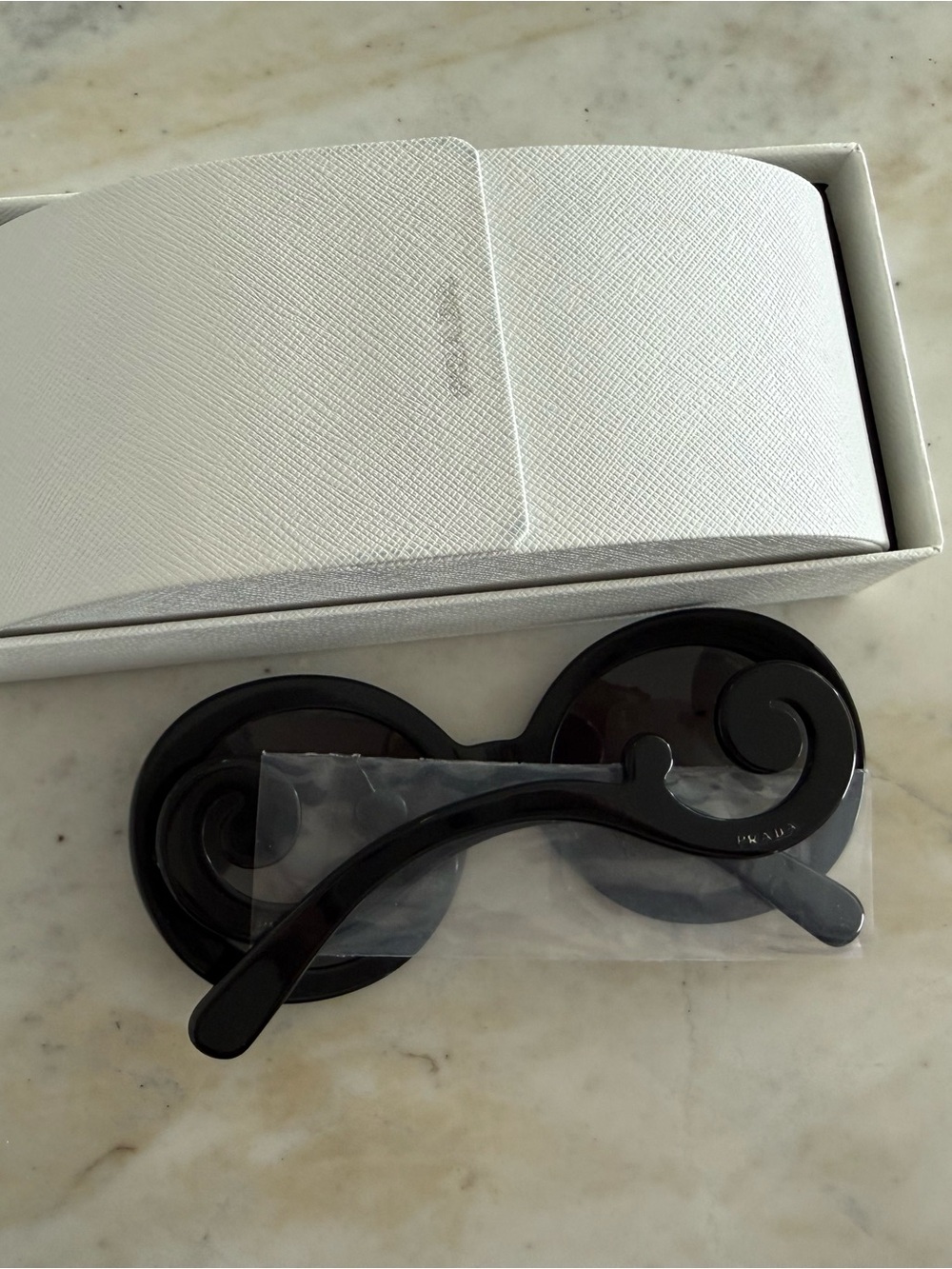 Authentic pre-owned Prada Black Round Women's Sunglasses with Dark Lenses - Picture 2 of 10